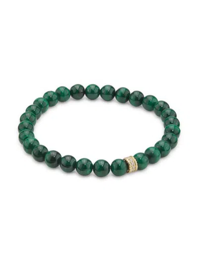 Sydney Evan Women's 14k Yellow Gold, Malachite & 0.11 Tcw Diamond Beaded Stretch Bracelet In Green
