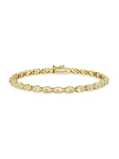 Sydney Evan Women's 14k Yellow Gold, Opal & 0.15 Tcw Diamond Tennis Bracelet