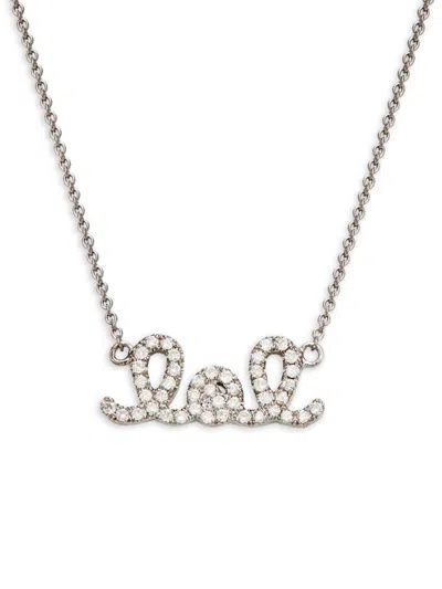 Sydney Evan Women's Black Rhodium & 0.19 Tcw Diamond Lol Pendant Necklace