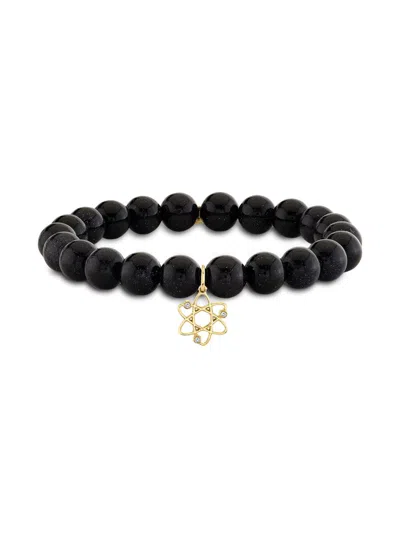 Sydney Evan Women's Cosmos Charm 14k Yellow Gold, Blue Goldstone & 0.01 Tcw Diamond Bracelet