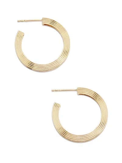 Sydney Evan Women's Love Notes 14k Yellow Gold Medium Fluted Hoop Earrings
