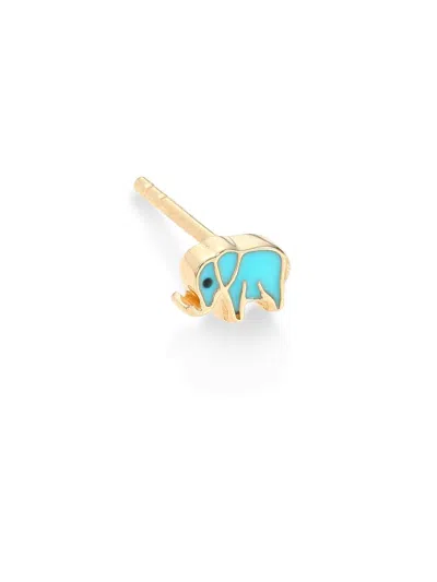 Sydney Evan Women's Mini Enamel & 14k Yellow Gold Elephant Single Stud Earring