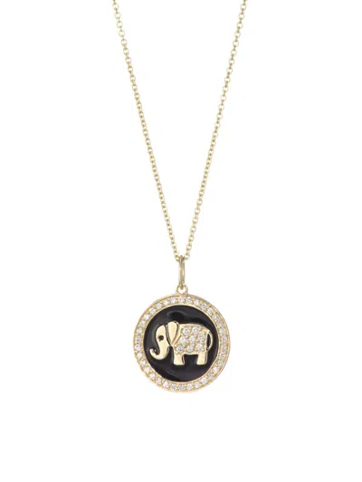 Sydney Evan Women's Pavé Diamond & 14k Yellow Gold Enamel Elephant Pendant Necklace In Red