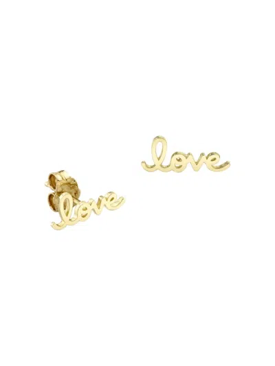 Sydney Evan Women's Pure 14k Yellow Gold "love" Stud Earrings
