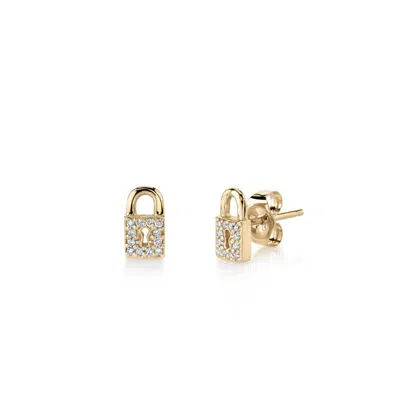 Sydney Evan Women's Small Diamond Pave Key Hole Lock Stud Earrings In Gold