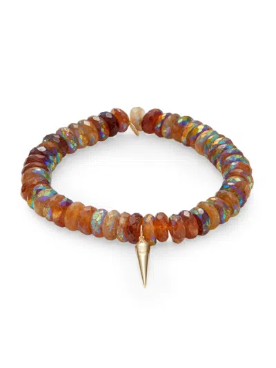 Sydney Evan Women's Spike Charm 14k Yellow Gold, Diamond & Hessonite Garnet Beaded Bracelet