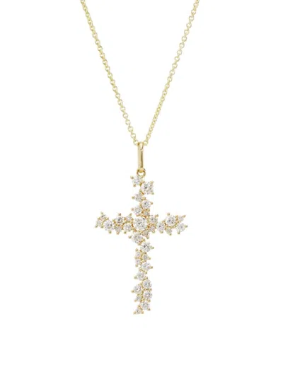 Sydney Evan Women's Under The Sea 14k Yellow Gold & 0.91 Tcw Diamond Cross Pendant Necklace