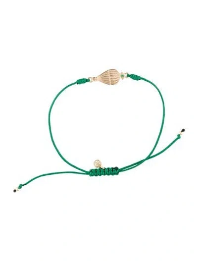 Pre-owned Sydney Evan X Wicked 14k Emerald Pure Hot Air Balloon Charm Cord Bracelet, 9" In Green