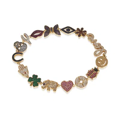 Pre-owned Sydney Evan Yellow Gold Diamond Icon Bracelet