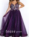 Sydney's Closet A-line Glitter Tulle Gown In Purple In Purple