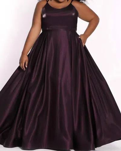 Sydney's Closet A Line Lace Up Back Gown In Berry In Purple