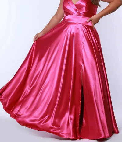 Sydney's Closet A-line Satin Maxi Dress In Raspberry In Pink