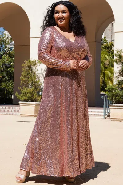 Sydney's Closet Ce2302 Plus Size Long Sleeve Formal Dress In Multi