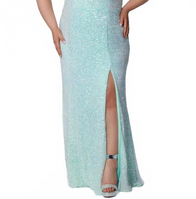 Sydney's Closet Donatella Gown - Plus In Mint In Blue