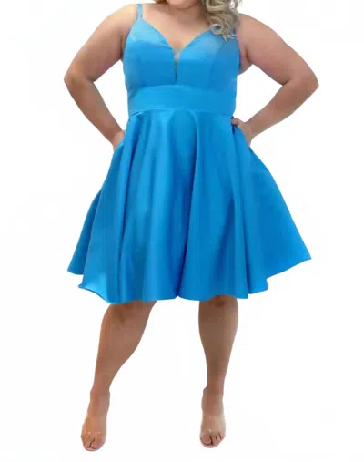 Sydney's Closet Fit-and-flare Cocktail Dress - Plus In Ocean Blue