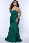 Sydney's Closet Sydneys Closet Fitted Mermaid Plus Size Strapless Ruched Train Evening Dress In Forest