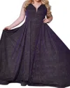 Sydney's Closet Glitter Floor Length Gown In Amethyst In Green