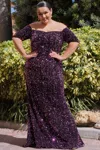 Sydney's Closet Jk2208 Long Plus Size Formal Evening Prom Gown In Purple