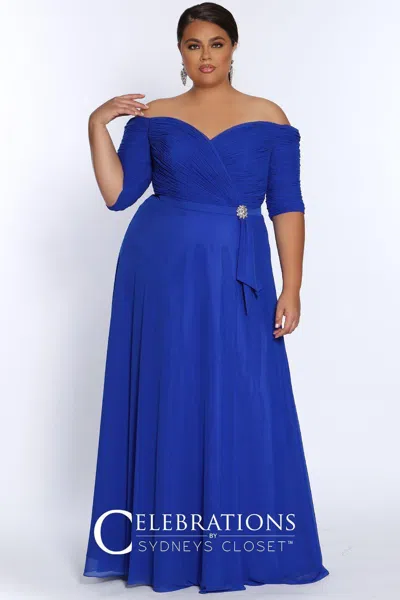 Sydney's Closet Long Mother Of The Bride Formal Gown In Blue