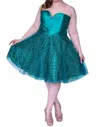 Sydney's Closet Mikado Satin Dress In Emerald In Gold