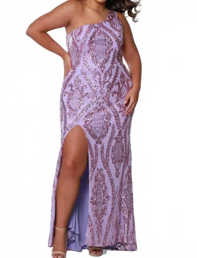 Sydney's Closet One Shoulder Sequin Sheath Dress In Frosty Orchid In Purple