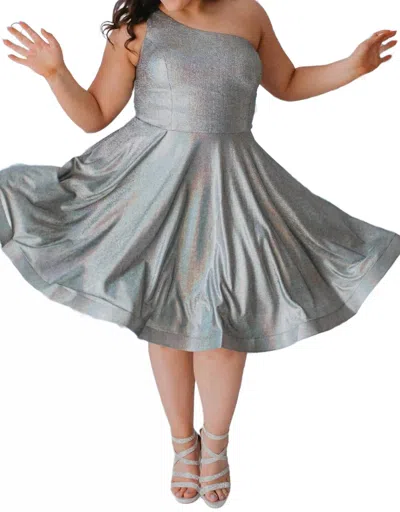 Sydney's Closet Plus Cocktail Dress In Metallic Black In Multi