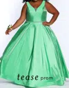 Sydney's Closet Plus Shimmer Satin Floor Length Gown In Screamin Green In Multi