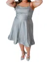 Sydney's Closet Plus Short A Line Prom Dress In Black Ice In Multi
