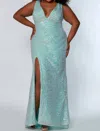 Sydney's Closet Reid Gown In Aqua In Blue