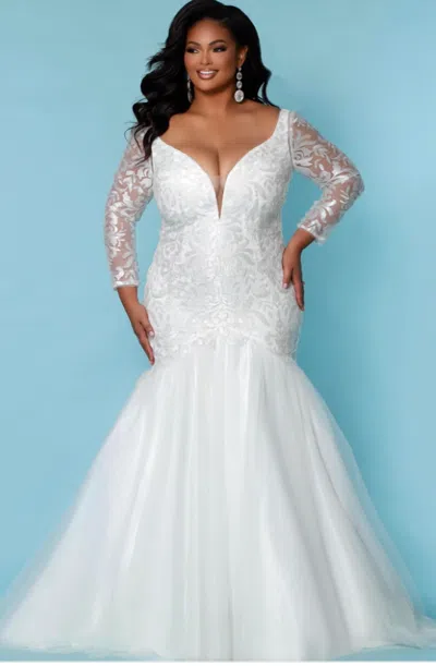 Sydney's Closet Rose Wedding Dress In Ivory In White