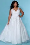 Sydney's Closet Sc5259 Plus Size Long Sleeveless Wedding Dress In White