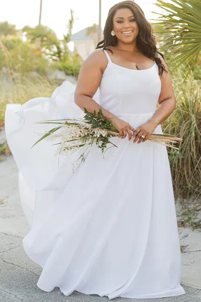 Sydney's Closet Sc5281 Long Bridal Satin Wedding Dress In White