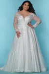 Sydney's Closet Sc5282 Long Sleeve A Line Wedding Gown In White