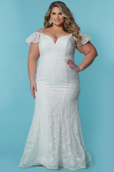 Sydney's Closet Sc5297 Long Bridal Fitted Lace Wedding Dress In White