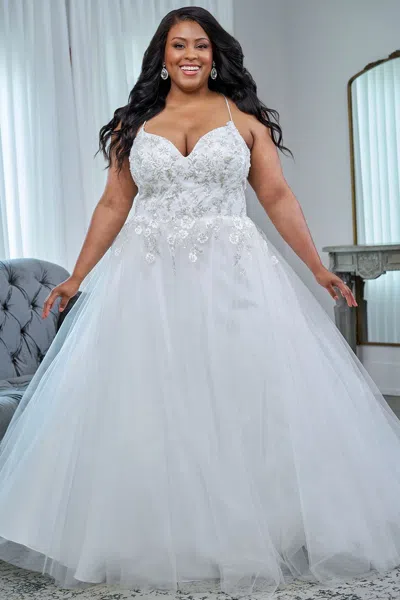 Sydney's Closet Sc5345 Long Ball Gown Sequin Wedding Dress In Blue