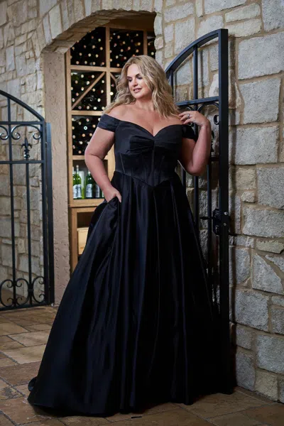 Sydney's Closet Sc5347 Long Bridal Gown A Line Pleated Wedding Dress In Blue