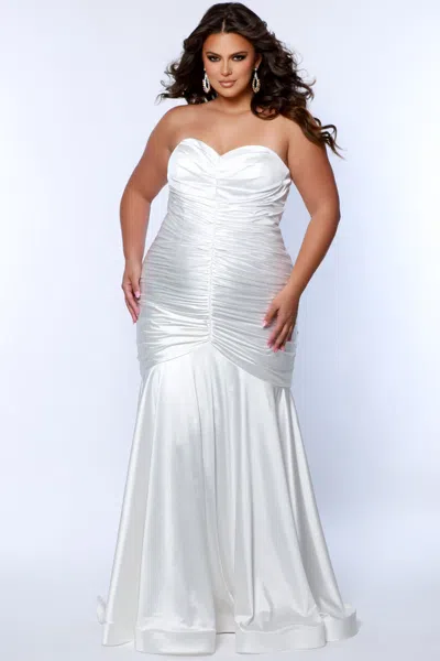 Sydney's Closet Sc7364 Simple Bridal Gown Long Plus Size Wedding Dress In White