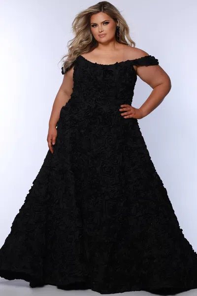 Sydney's Closet Sc7397 A Line Long Formal Prom Plus Size Dress In Black