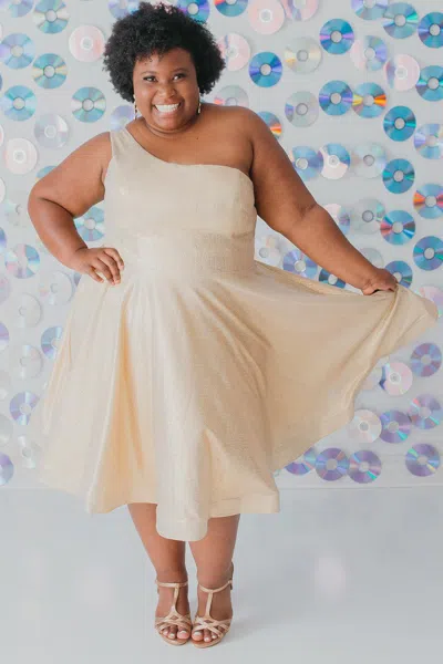 Sydney's Closet Sc8119 Plus Size One Shoulder Homecoming Prom Dress In Neutral