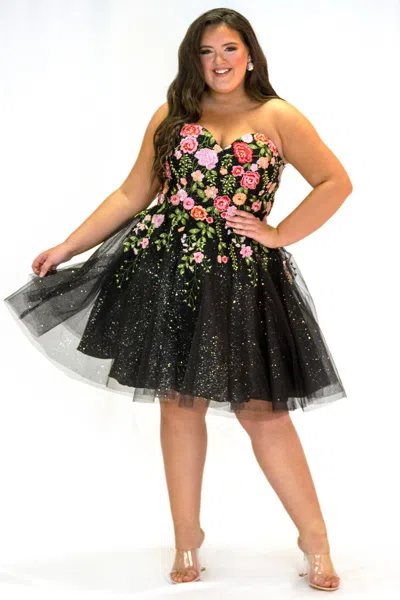 Sydney's Closet Sc8137 Short Ball Gown Plus Size Homecoming Dress In Black