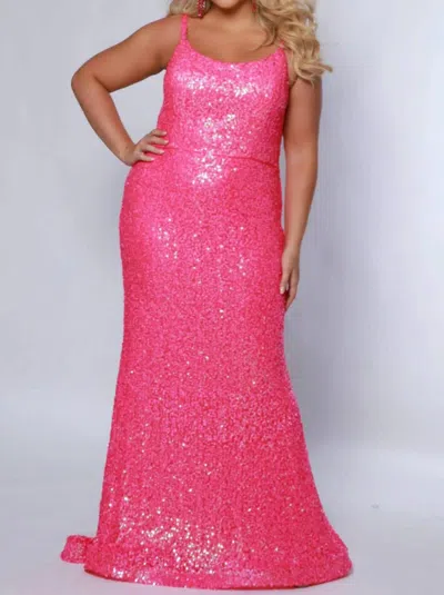 Sydney's Closet Sequined Maxi Dress In Hot Pink