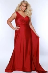 Sydney's Closet Sydneys Closet Simple One Shoulder Fitted Plus Size Formal Dress With Cape In Burgundy