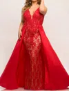 Sydney's Closet Stingray Formal Gown In Ruby In Pink