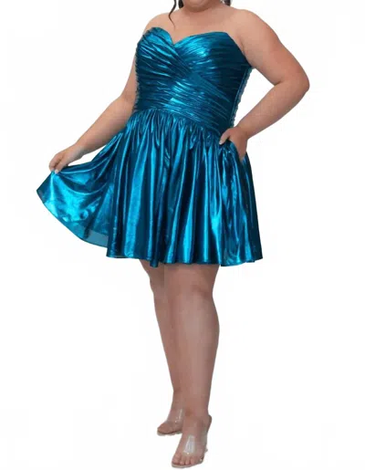 Sydney's Closet Strapless Homecoming Prom Dress In Turquoise In Blue