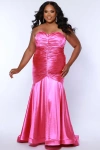 Sydney's Closet Fitted Strapless Sweetheart Neckline Plus Size Evening Gown In Raspberry