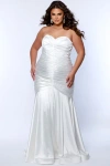 Sydney's Closet Fitted Strapless Sweetheart Neckline Plus Size Evening Gown In White