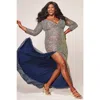 Sydney's Closet Fitted V-neck Multi-dimensional Sequin Long Sleeve Plus Size Gown In Blue Blitz