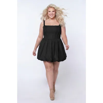 Sydney's Closet Plus Size Bubble Hem Short Homecoming Dress In Black
