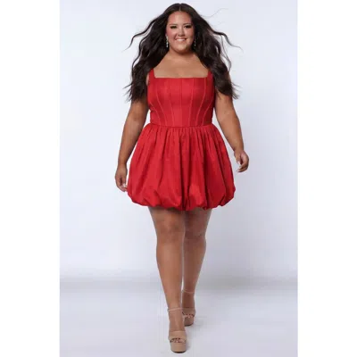 Sydney's Closet Plus Size Bubble Hem Short Homecoming Dress In Red