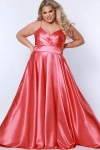 Sydney's Closet Satin A-line Sweetheart Lace-up Plus Size Evening Gown In Apricot